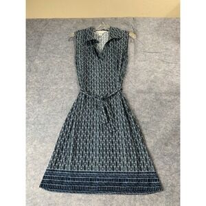 Max Studio Women's Size M Knit Stretch Collared Mini Dress Belted Geometric